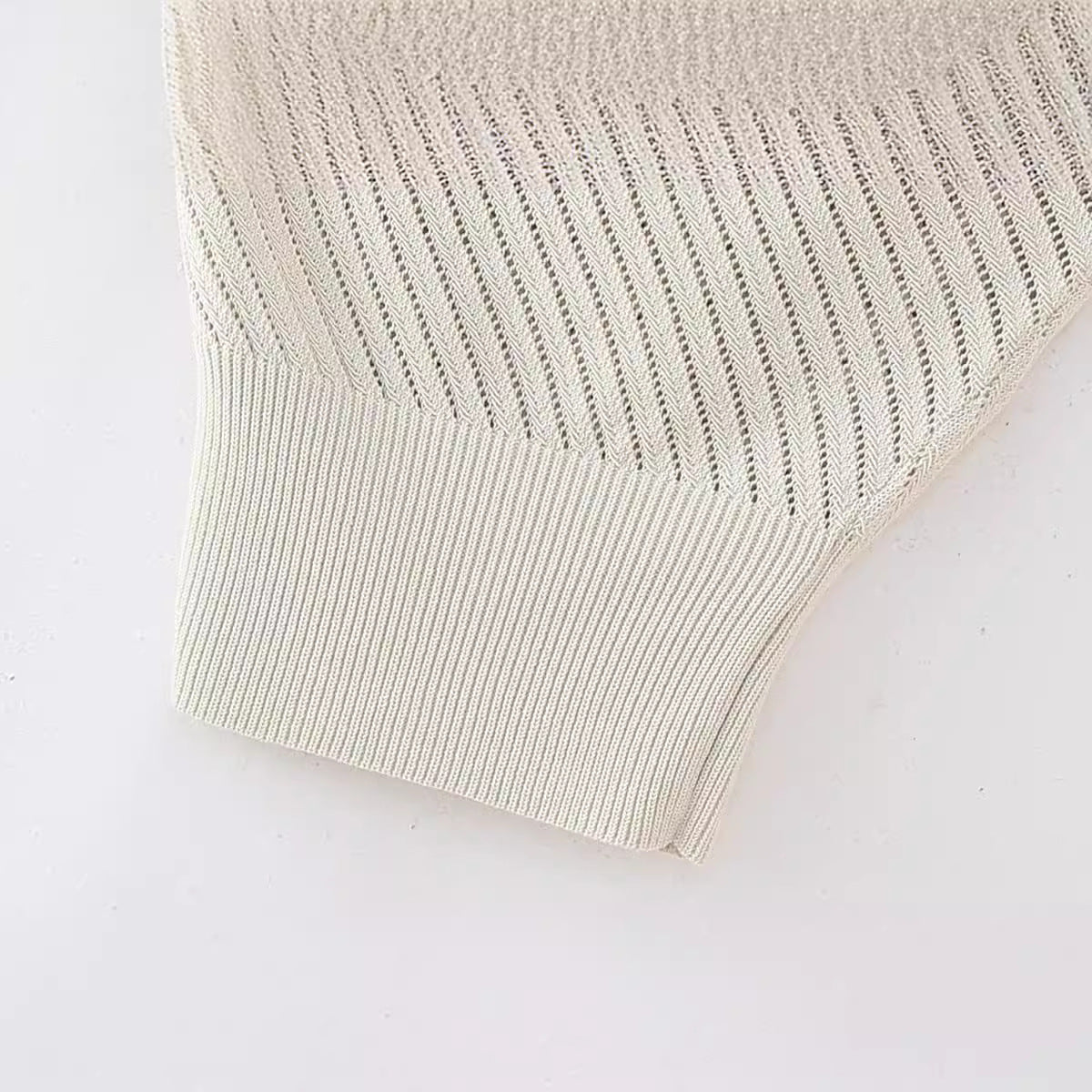 Fashion ball decoration jacquard mesh round neck knitted top