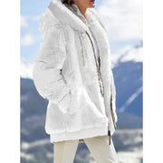 Winter Women Jackets Plush Casual Oversize Fleece Plaid Y2K Hooded Zipper Fashion Cashmere Warm Solid Color Ladies Coats