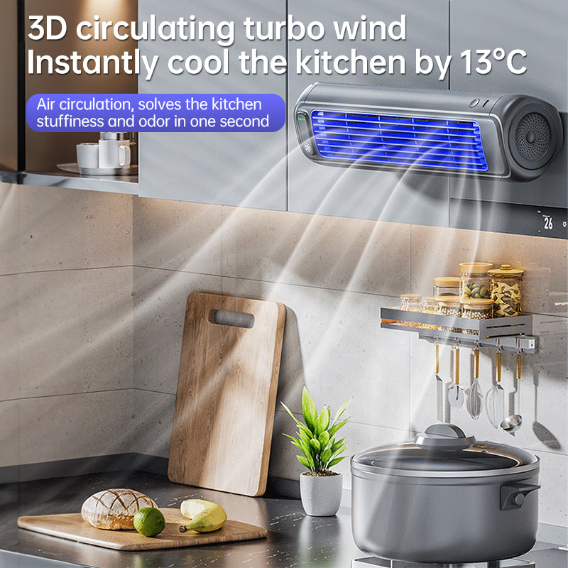 Rechargeable Wall-Mounted AC Fan – Portable, Quiet, No-Drill Cooling for Kitchen & Home