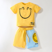 Children T shirt short sleeved color matching cotton children set