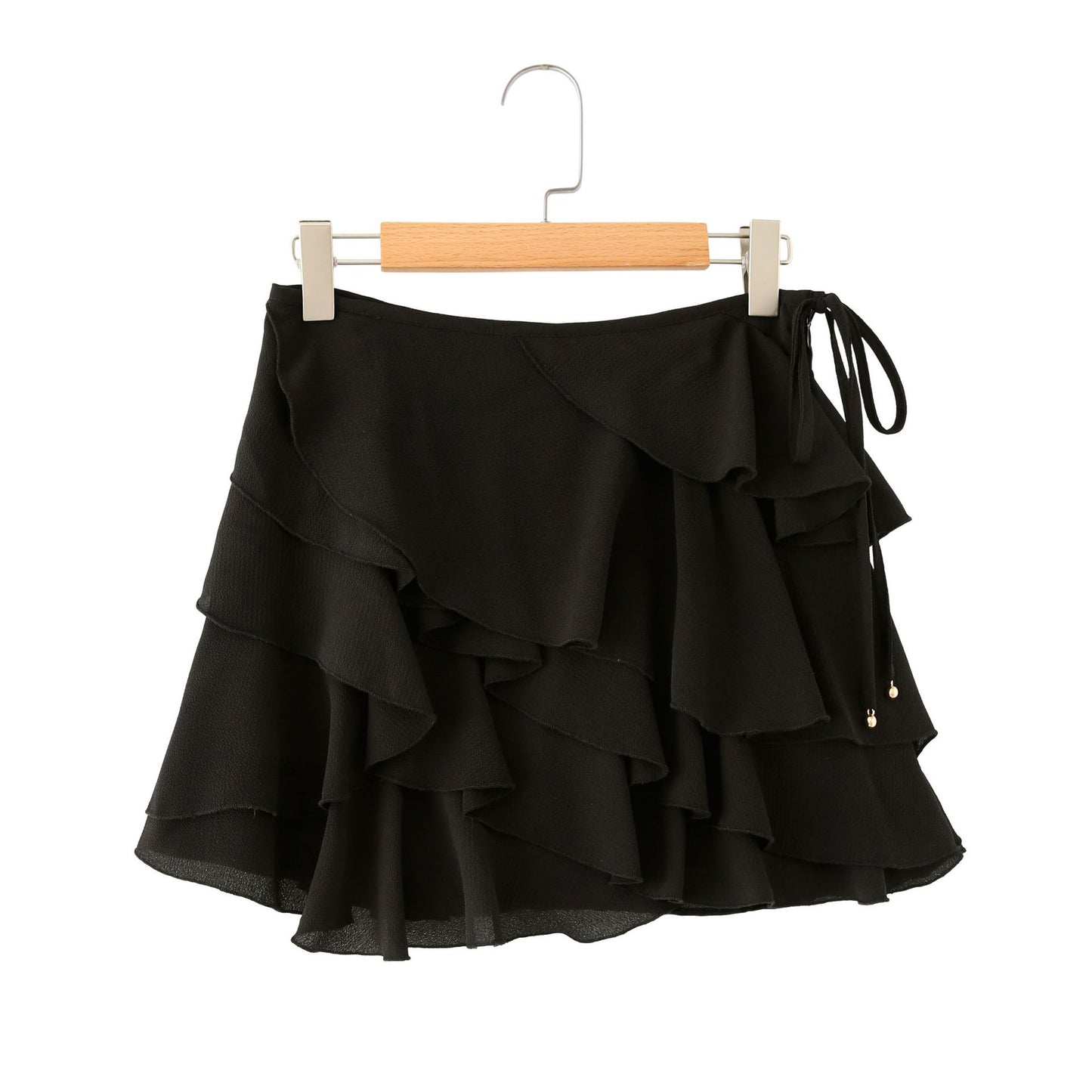 Women's Layered Decorative Sleeveless V-neck Blouse and Elegant Mid-waist Skirt Pants