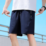 Shorts Mens New Quarter Pants Mens Solid Color Straight Tube Quick Drying Ice Silk Pants Korean Version Large Beach Pants