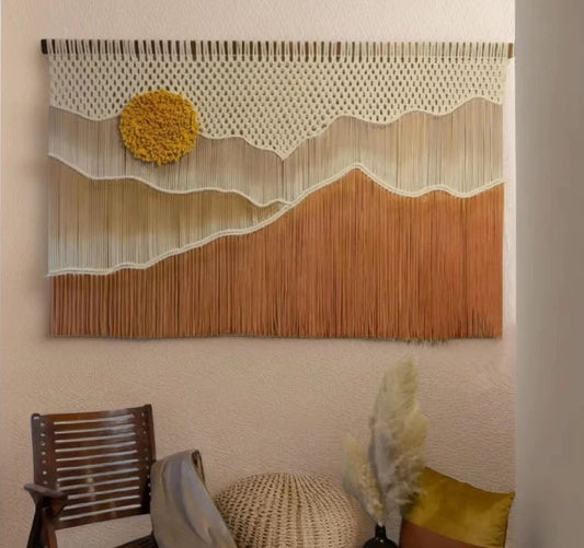 Handmade Woven Tapestry Wall Hanging – Dyed Landscape Cloth Wall Decor for Living Room