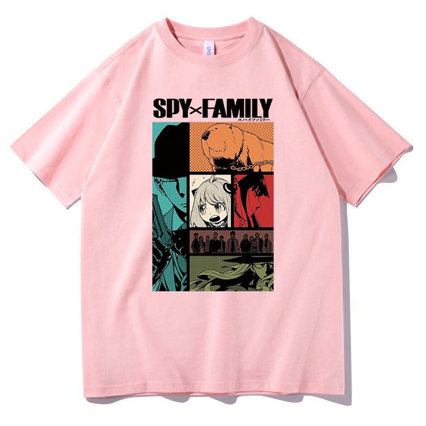 Spy House Anime Pullover T-shirt Loose Summer Short Sleeves for Men and Women