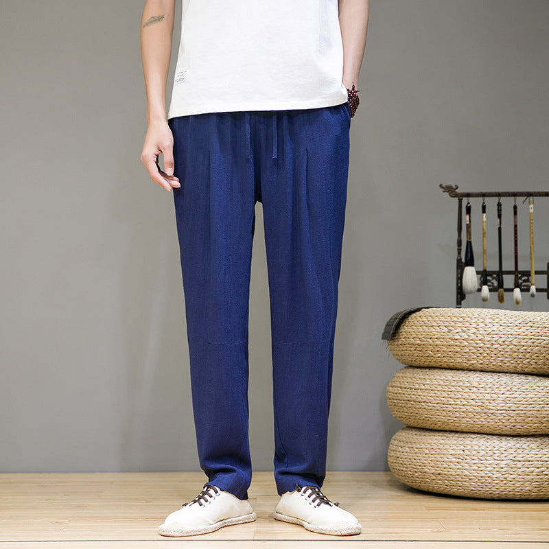 Cotton Linen Plus Size Casual Pants Men's Linen Trousers  Style Thin Trendy Long Pants