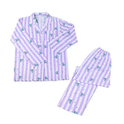 Cute Cartoon Q Print Lightweight Long Sleeve Pants Pajama Set Cute Home Wear Casual Wear Two Piece Set Men and Women Summer Light Weight
