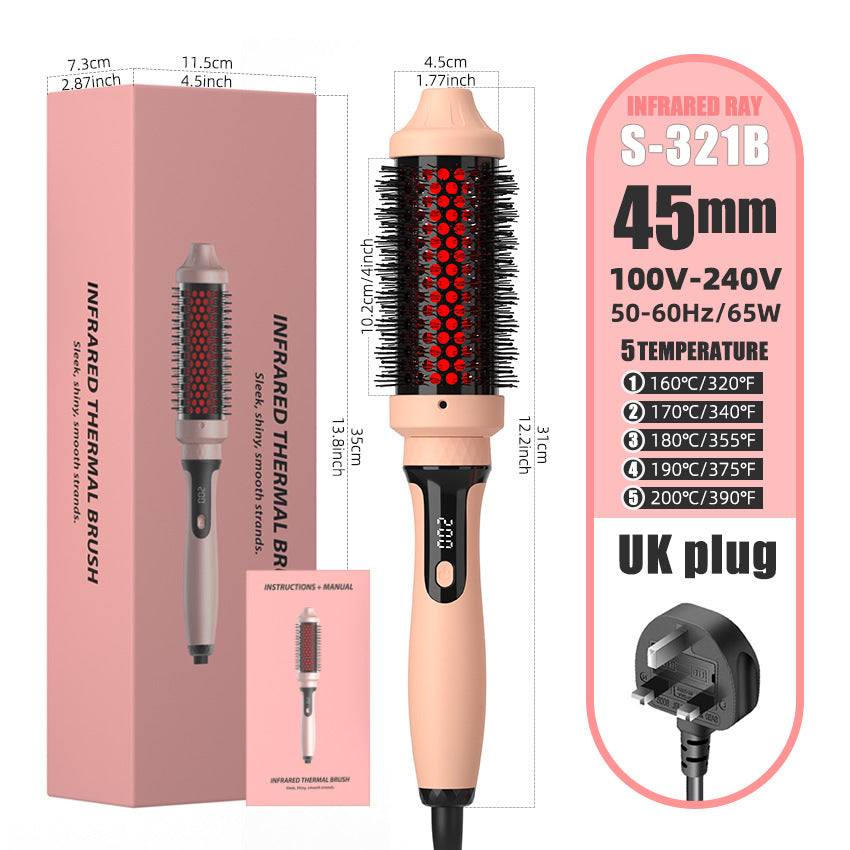 Anitrendy Infrared Curling Iron 2-in-1 Hair Straightener Brush – Dual-Purpose Electric Hot Brush with LCD & 10 Temperature Settings