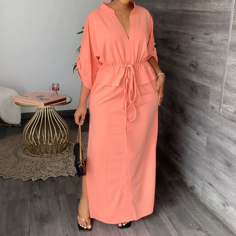 Elegant and fashionable solid color long high waisted dress for women