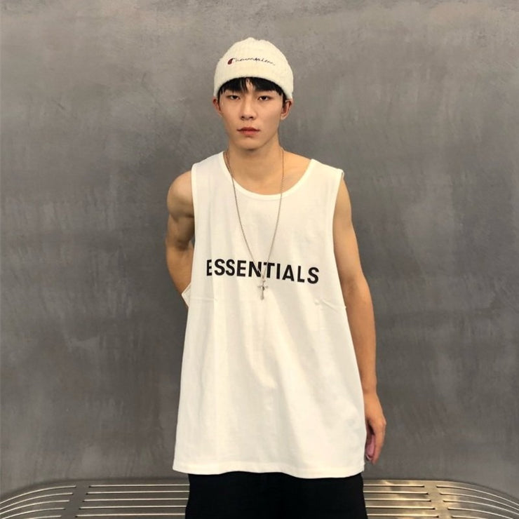 FOG FEAR OF GOD Double Line Essentials Letter T Shirt Vest Trendy High Street Casual Bottom Shirt for Men