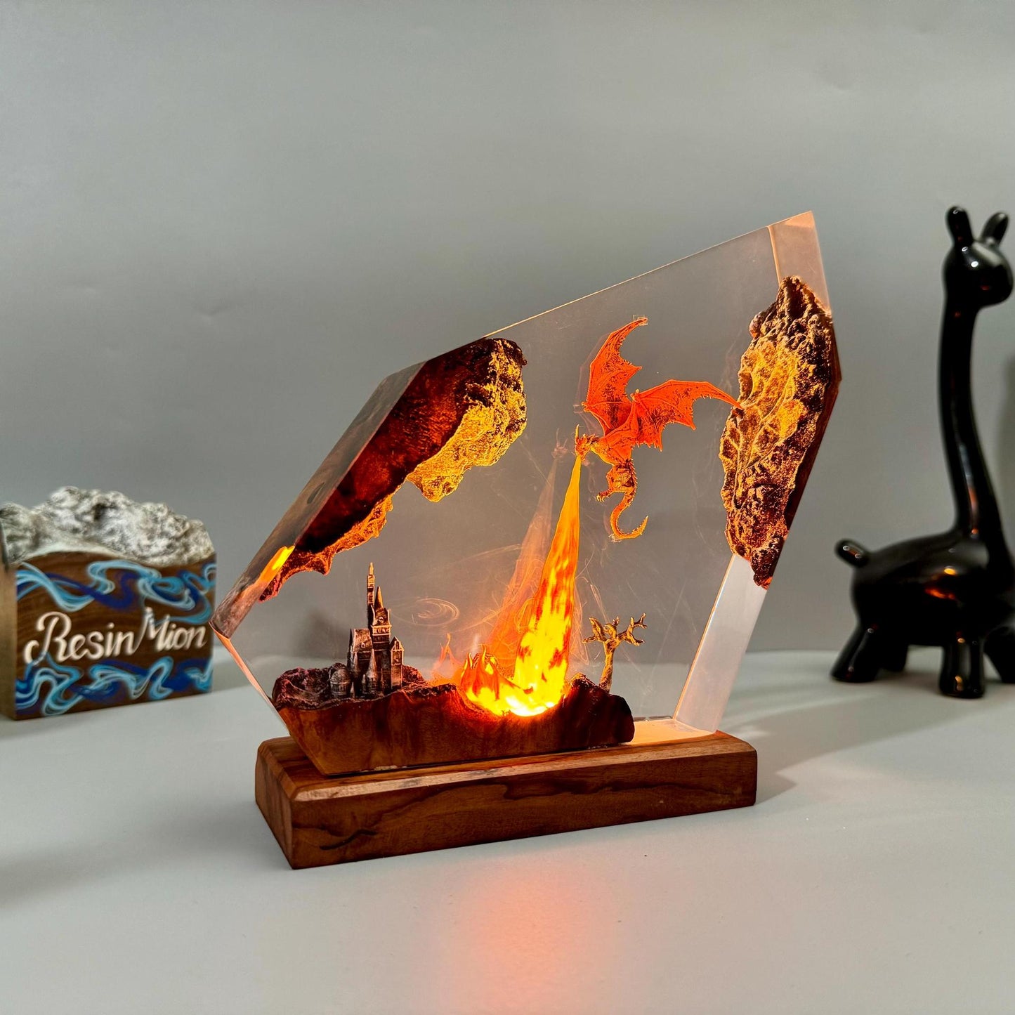 Fantasy Dragon Castle Resin Night Lamp – LED Table Light with Lava Glow & Enchanted Display