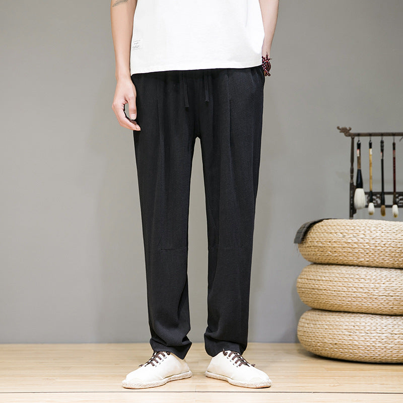 Cotton Linen Plus Size Casual Pants Men's Linen Trousers  Style Thin Trendy Long Pants