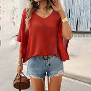 Lady's spring and summer casual loose hollow sweater