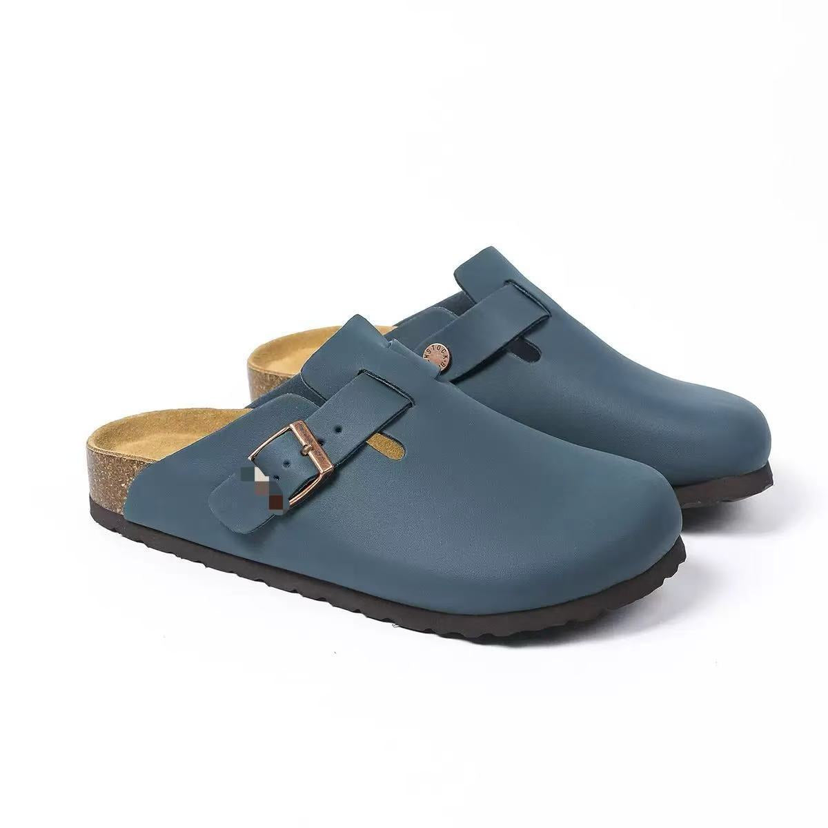 Genuine Leather Round Toe Hidden Heel Closed-Toe Sandals for Women Autumn and Winter Outdoor Wear BK Shoes