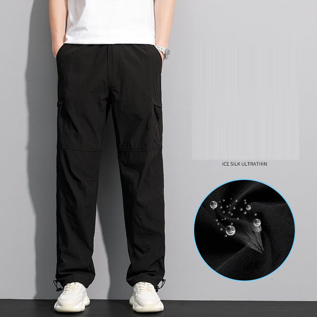 Men's summer thin multi pocket straight leg workwear pants