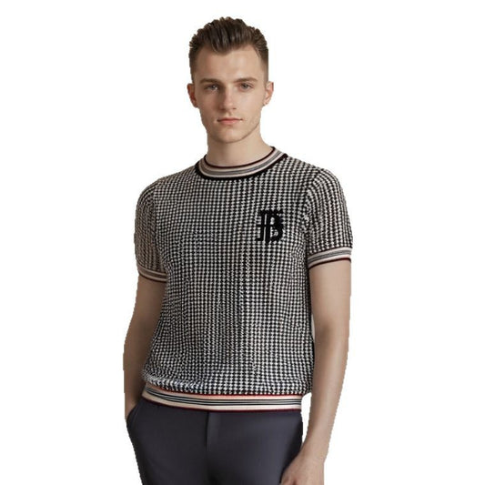 Short sleeved knitted summer houndstooth clothing