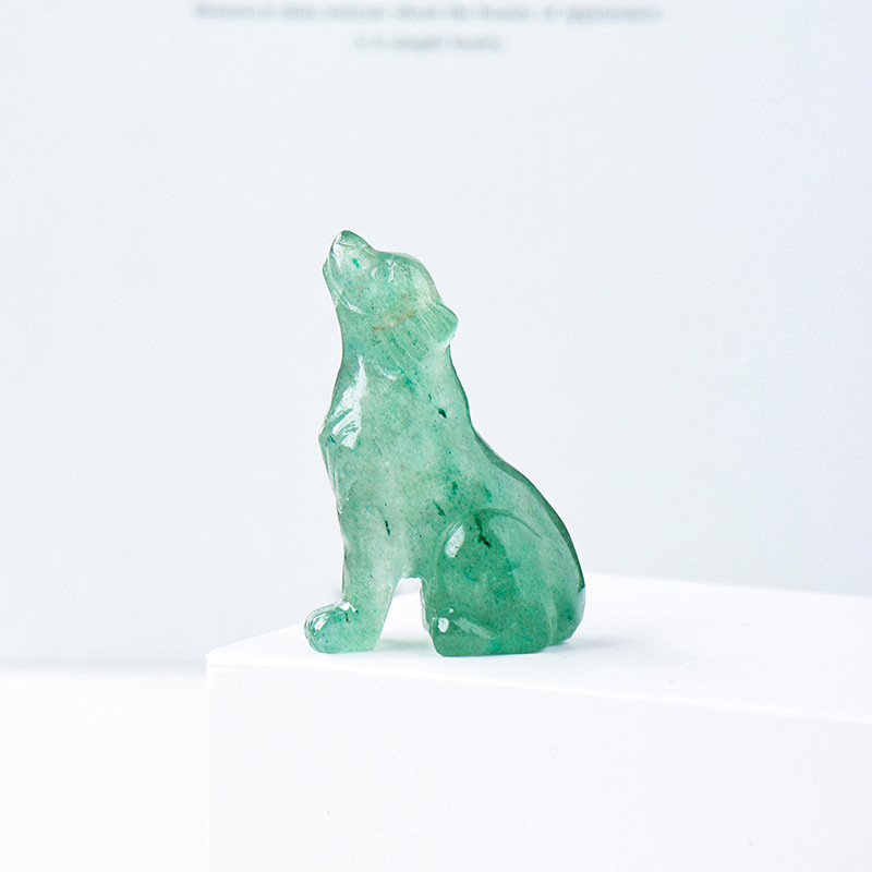 Crystal Wolf Cub Figurine – Natural Gemstone Animal Ornament | crystal Decoration Item