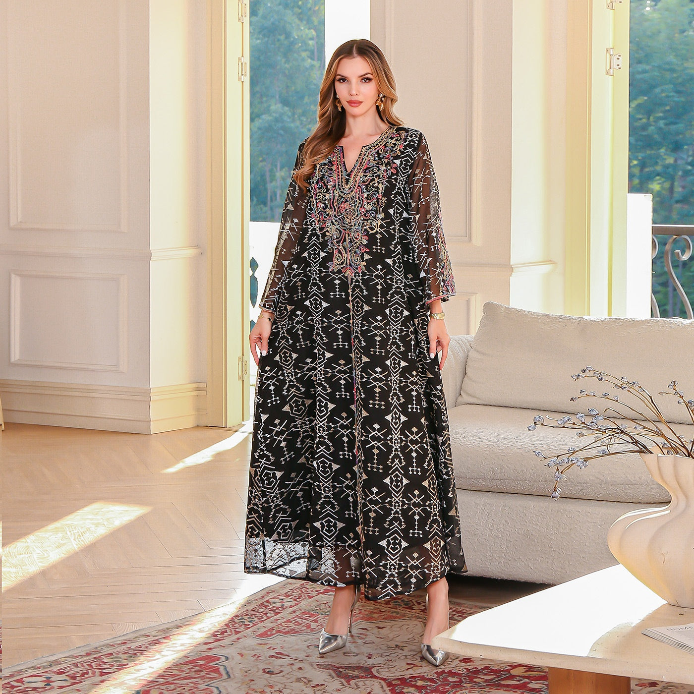 Middle East Muslim Long Robe Embroidered Women's Long Dress