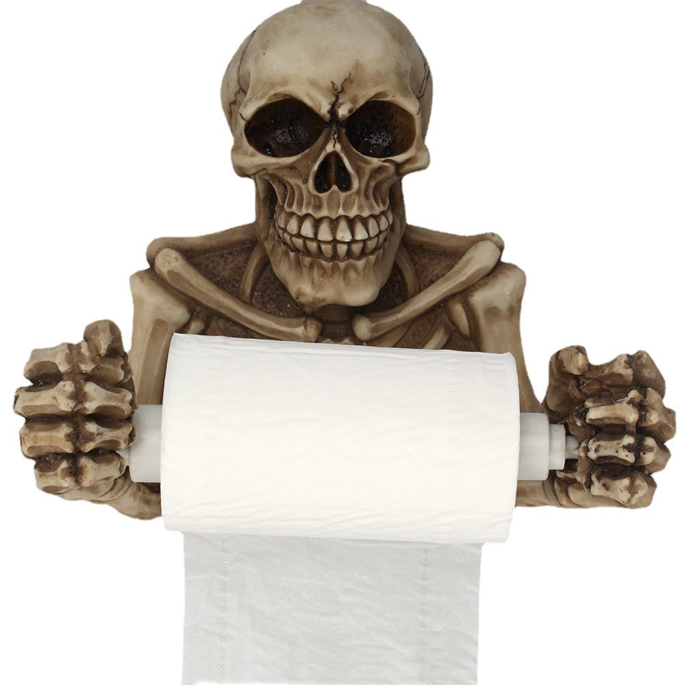 Retro resin wall-mounted skull tissue paper drawer creative horror face paper roll holder living room bedroom paper roll holder