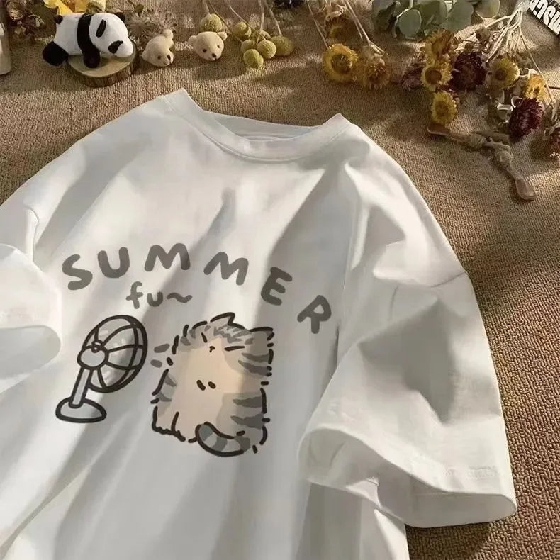 Women’s Casual Graphic T-shirt – Loose Fit Floral Tee UK Summer, Pink & More