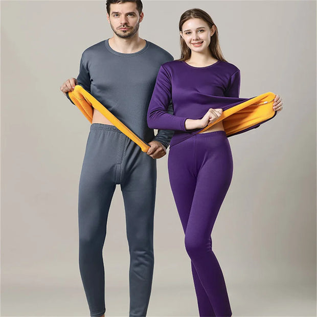 Men Thermal Underwear Winter Women Long Johns Fleece Base Layer Sets Keep Warm In Cold Weather Thick Velvet Heated Base Shirt