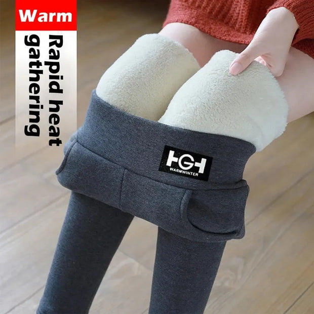 Winter Warm Lambwool Leggings Women Fleece Lined Thermal Tights Ankle-Length Pants Female Hight Waist Skinny Fitness Leggings