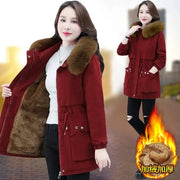 Parkas 6XL Womens 2023 Winter Jacket Loose Casual Padded Coat Female Large Size Plush Fur Collar Thick Down Cotton Outerwear