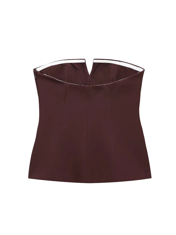 Strapless Crop Top – Anitrendy Solid Tube Top for Women, Office Lady Spring Summer Sleeveless Tee, UK Trend Street Style