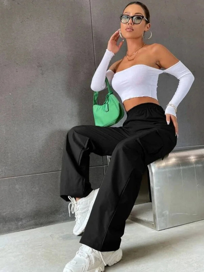 Baggy Cargo Joggers Pants – Women’s High Waist Casual Oversized Trousers UK Commute Style