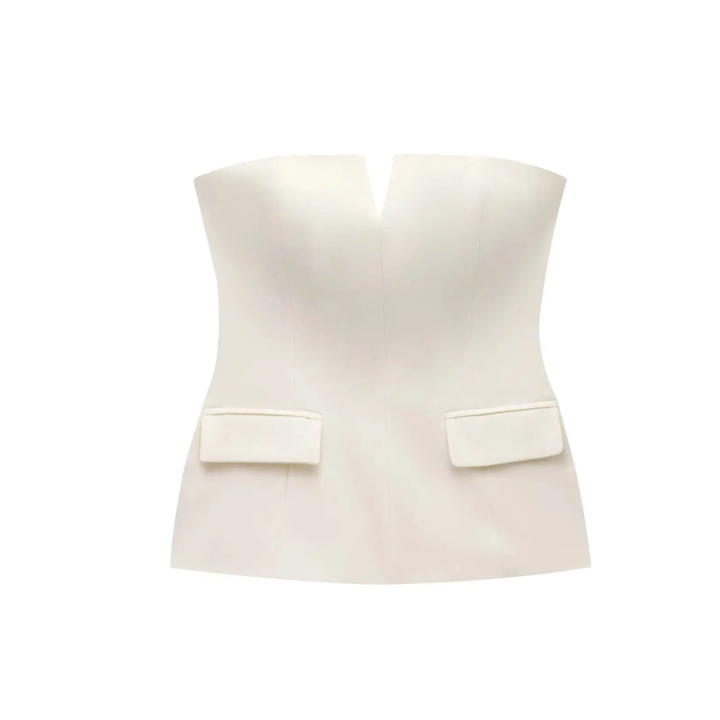 Strapless Crop Top – Anitrendy Solid Tube Top for Women, Office Lady Spring Summer Sleeveless Tee, UK Trend Street Style