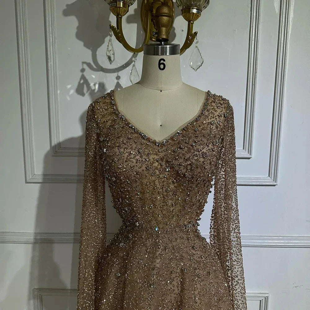 SERENE HILL Customized Arabic Purple Luxury Beaded A-Line Evening Dress 2025 Cape Sleeves Women Wedding Party Gown CLA72147A