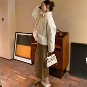 2023 Winter Warm Short Jacket Women Parkas Korean Fashion Loose Long Sleeve Coat Women Casual Streetwear Cotton Women Clothing