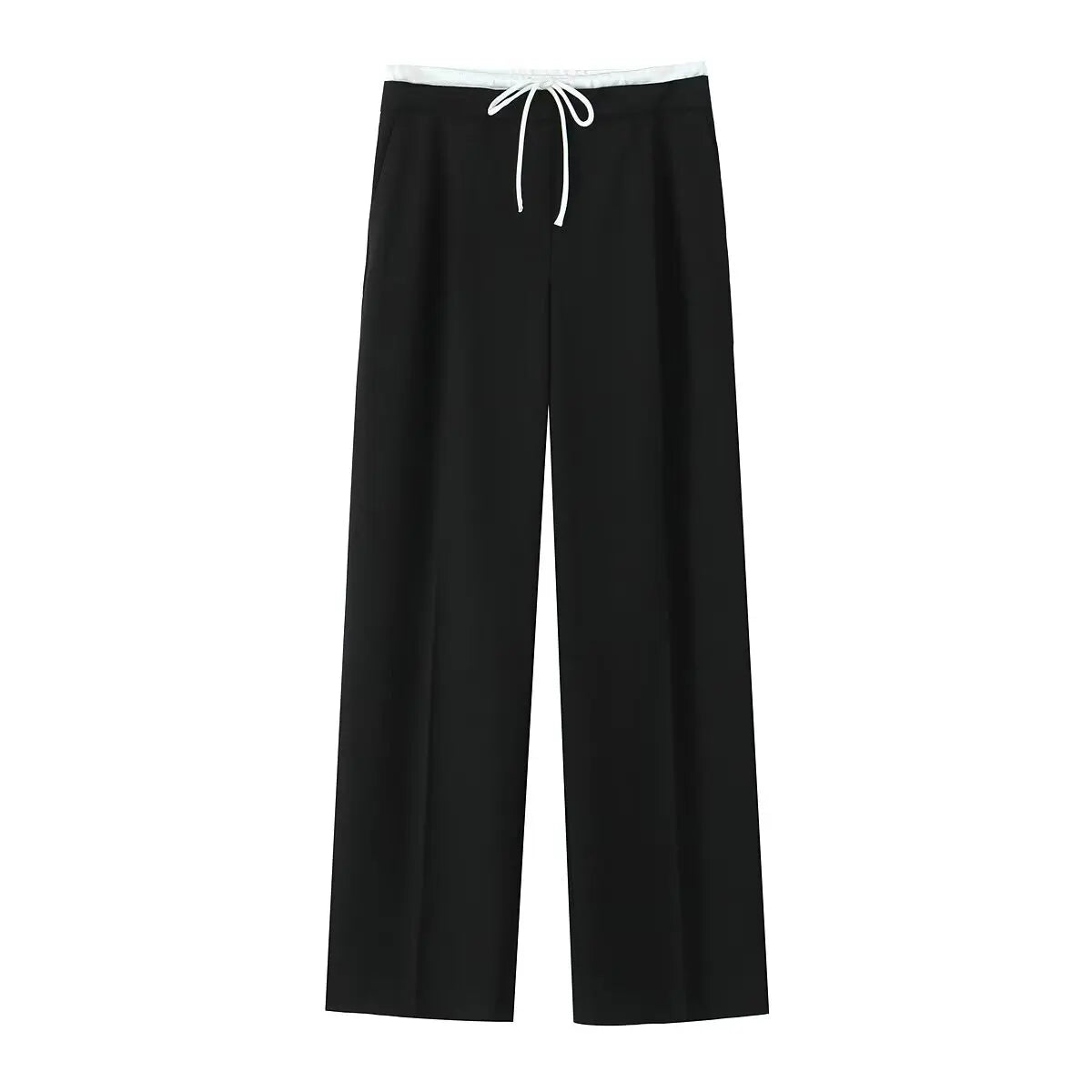 TRAF 2024 Wide Leg Pants for Women High Waist Baggy Pants Woman Summer Pleated Loose Pants Women Streetwear Tied Woman Trousers