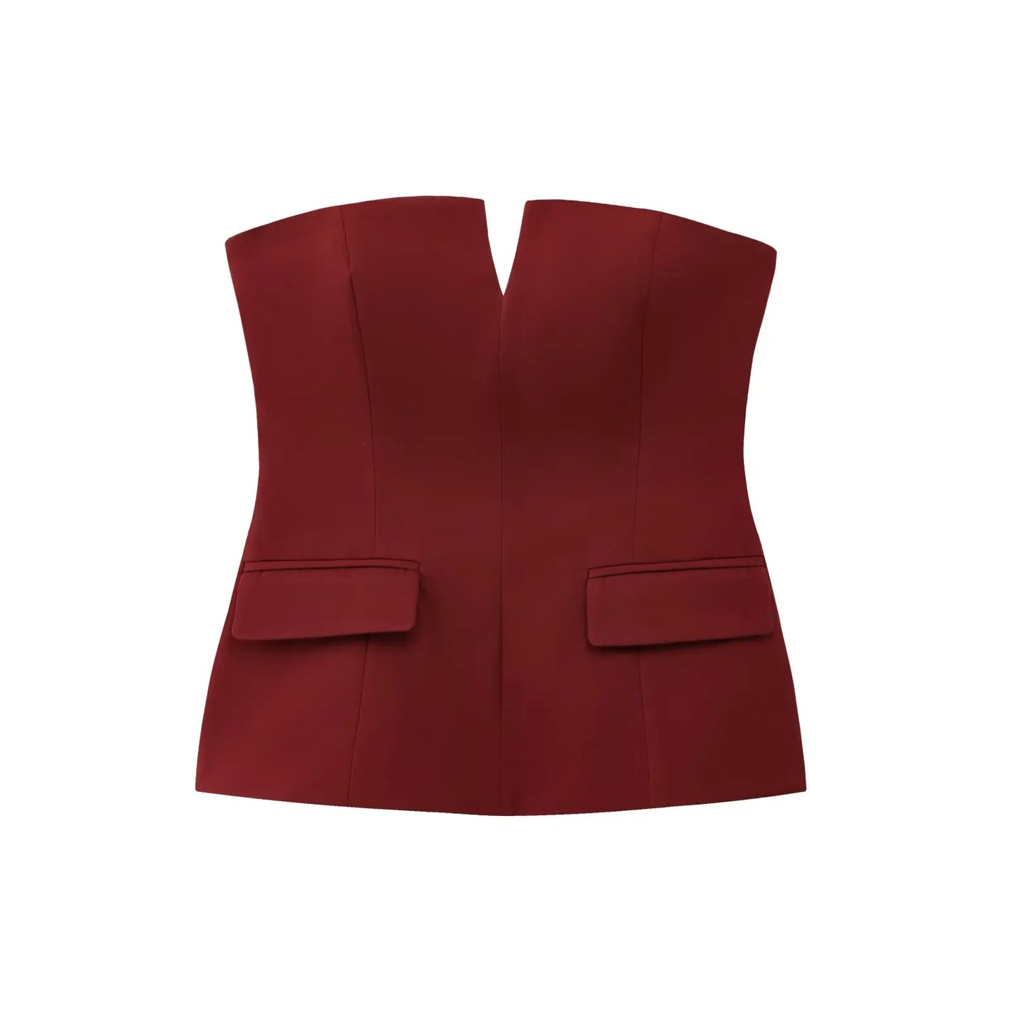 Strapless Crop Top – Anitrendy Solid Tube Top for Women, Office Lady Spring Summer Sleeveless Tee, UK Trend Street Style