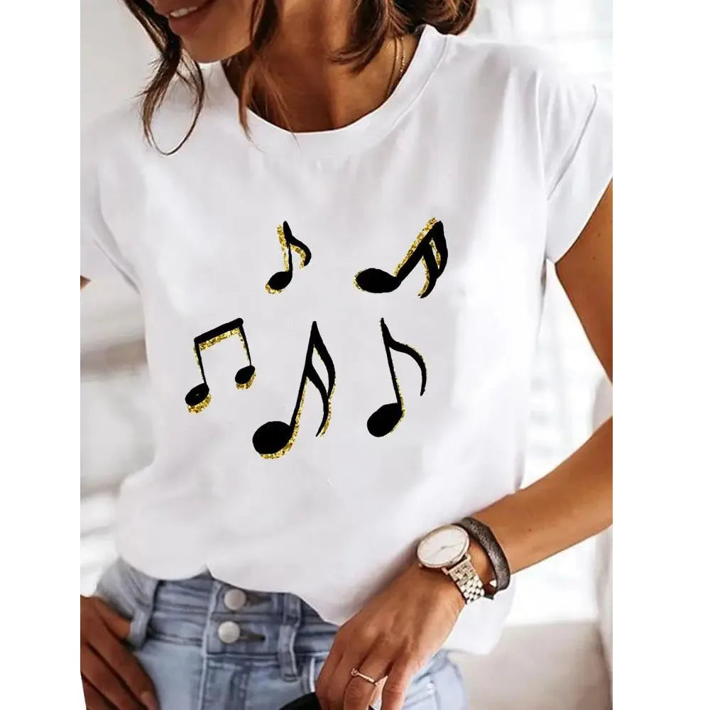 Women Casual Summer T-shirt – Loose Fit O-Neck Basic Tee with Trendy Heart Print UK